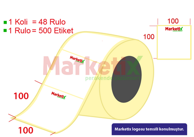 100x100 mm Kuşe Ürün Barkod Etiketi / Baskılı