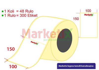 100x150 mm Kuşe Ürün Barkod Etiketi / Baskılı