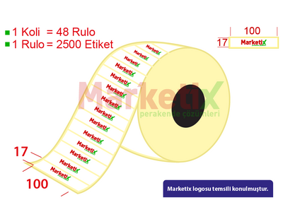 100x17 mm Kuşe Ürün Barkod Etiketi / Baskılı