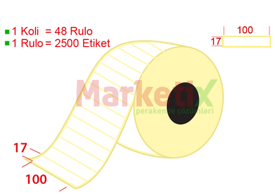 100x17 mm Kuşe Ürün Barkod Etiketi / Baskısız