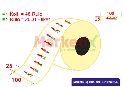 100x25 mm Lamine Termal Ürün Barkod Etiketi / Baskılı