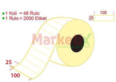 100x25 mm Kuşe Ürün Barkod Etiketi / Baskısız