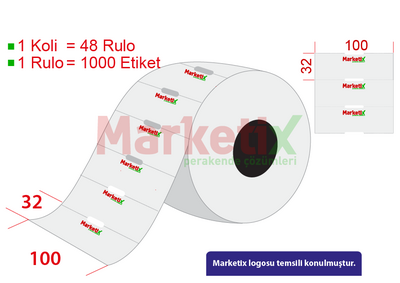 100x32 mm Karton Termal Raf Etiketi / Baskılı