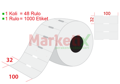100x32 mm Karton Termal Raf Etiketi / Baskısız
