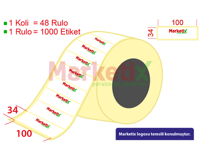 100x34 mm Lamine Termal Ürün Barkod Etiketi / Baskılı