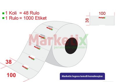 100x38 mm Karton Termal Raf Etiketi / Baskılı