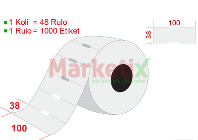 100x38 mm Karton Termal Raf Etiketi / Baskısız