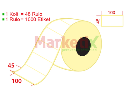 100x45 mm PP Plastik Ürün Barkod Etiketi / Baskısız