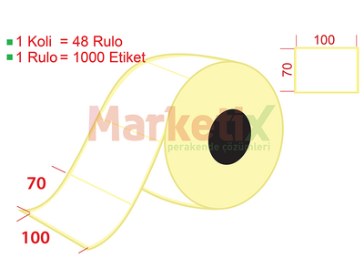 100x70 mm Lamine Termal Ürün Barkod Etiketi / Baskısız