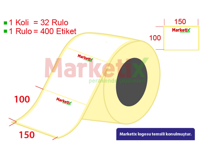 150x100 mm Lamine Termal Ürün Barkod Etiketi / Baskılı