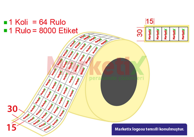 15x30 mm Kuşe Ürün Barkod Etiketi / Baskılı