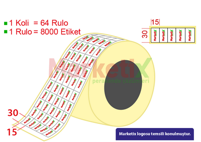 15x30 mm Lamine Termal Ürün Barkod Etiketi / Baskılı