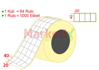 20x40 mm Kuşe Ürün Barkod Etiketi / Baskısız