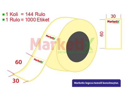 30x60 mm Kuşe Ürün Barkod Etiketi / Baskılı