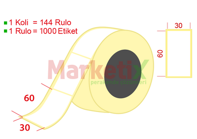 30x60 mm Kuşe Ürün Barkod Etiketi / Baskısız