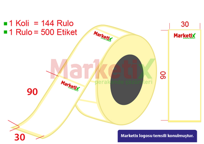 30x90 mm Lamine Termal Ürün Barkod Etiketi / Baskılı