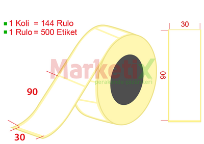 30x90 mm Kuşe Ürün Barkod Etiketi / Baskısız