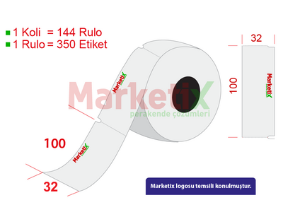 32x100 mm Karton Termal Raf Etiketi / Baskılı