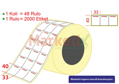 33x40 mm Kuşe Ürün Barkod Etiketi / Baskılı