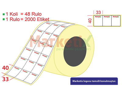 33x40 mm Lamine Termal Ürün Barkod Etiketi / Baskılı