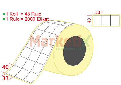 33x40 mm Lamine Termal Ürün Barkod Etiketi / Baskısız