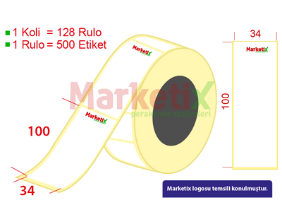 34x100 mm Kuşe Ürün Barkod Etiketi / Baskılı