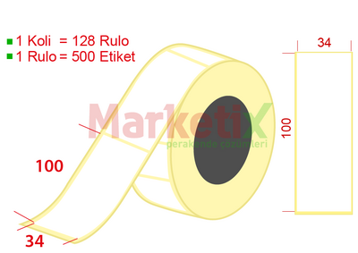 34x100 mm Kuşe Ürün Barkod Etiketi / Baskısız