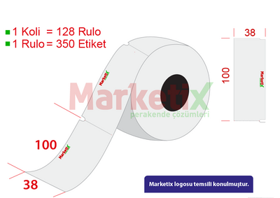 38x100 mm Karton Termal Raf Etiketi / Baskılı