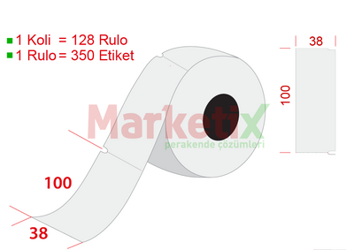 38x100 mm Karton Termal Raf Etiketi / Baskısız