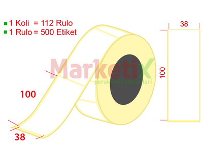 38x100 mm Kuşe Ürün Barkod Etiketi / Baskısız