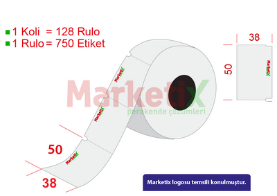 38x50 mm Karton Termal Raf Etiketi / Baskılı