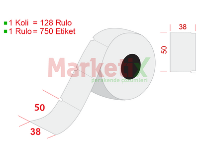 38x50 mm Karton Termal Raf Etiketi / Baskısız