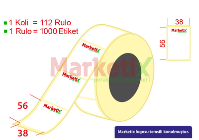 38x56 mm Lamine Termal Ürün Barkod Etiketi / Baskılı