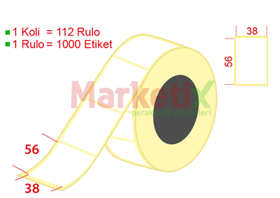 38x56 mm Kuşe Ürün Barkod Etiketi / Baskısız