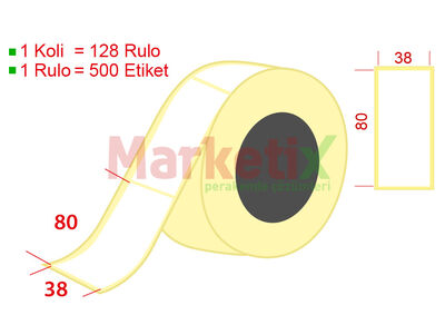 38x80 mm Barkod Etiketi Baskısız