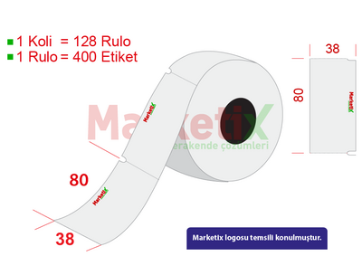 38x80 mm Karton Termal Raf Etiketi / Baskılı