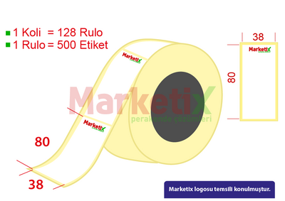 38x80 mm Kuşe Ürün Barkod Etiketi / Baskılı