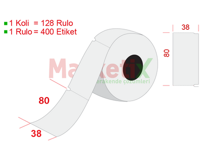 38x80 mm Karton Termal Raf Etiketi / Baskısız