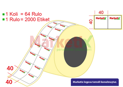 40x40 mm Kuşe Ürün Barkod Etiketi / Baskılı