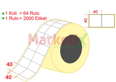 40x40 mm Lamine Termal Ürün Barkod Etiketi / Baskısız