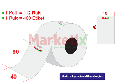 40x90 mm Karton Termal Raf Etiketi / Baskılı