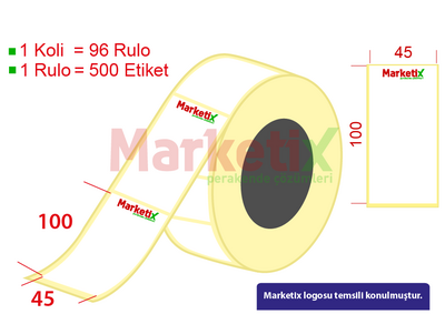 45x100 mm Lamine Termal Ürün Barkod Etiketi / Baskılı