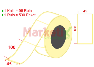 45x100 mm Kuşe Ürün Barkod Etiketi / Baskısız