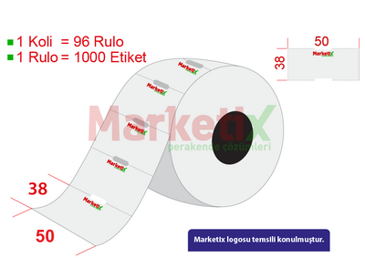 50x38 mm Karton Termal Raf Etiketi / Baskılı