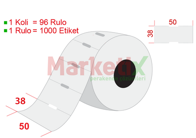 50x38 mm Karton Termal Raf Etiketi / Baskısız