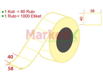 58x40 mm Kuşe Ürün Barkod Etiketi / Baskısız