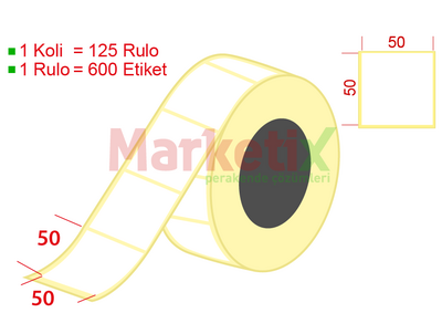 50x50 mm Lamine Termal Terazi Etiketi / Baskısız