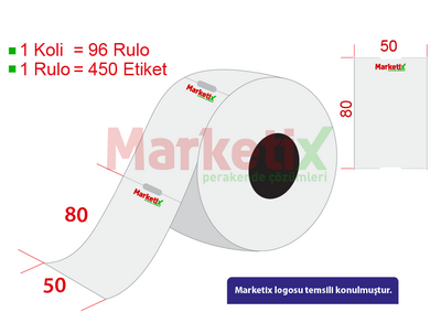 50x80 mm Karton Termal Raf Etiketi / Baskılı