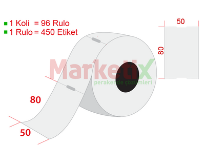 50x80 mm Karton Termal Raf Etiketi / Baskısız