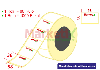 58x38 mm Kuşe Ürün Barkod Etiketi / Baskılı